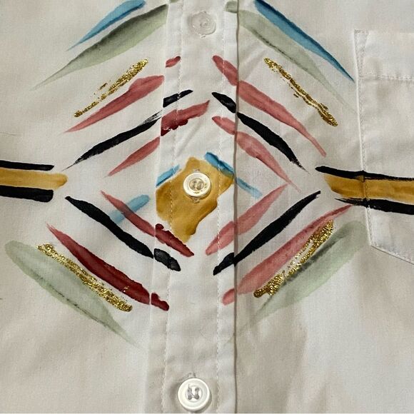 Creative Artwear Hand Painted Button Down Shirt Signed By Artist Women's M - Picture 14 of 16